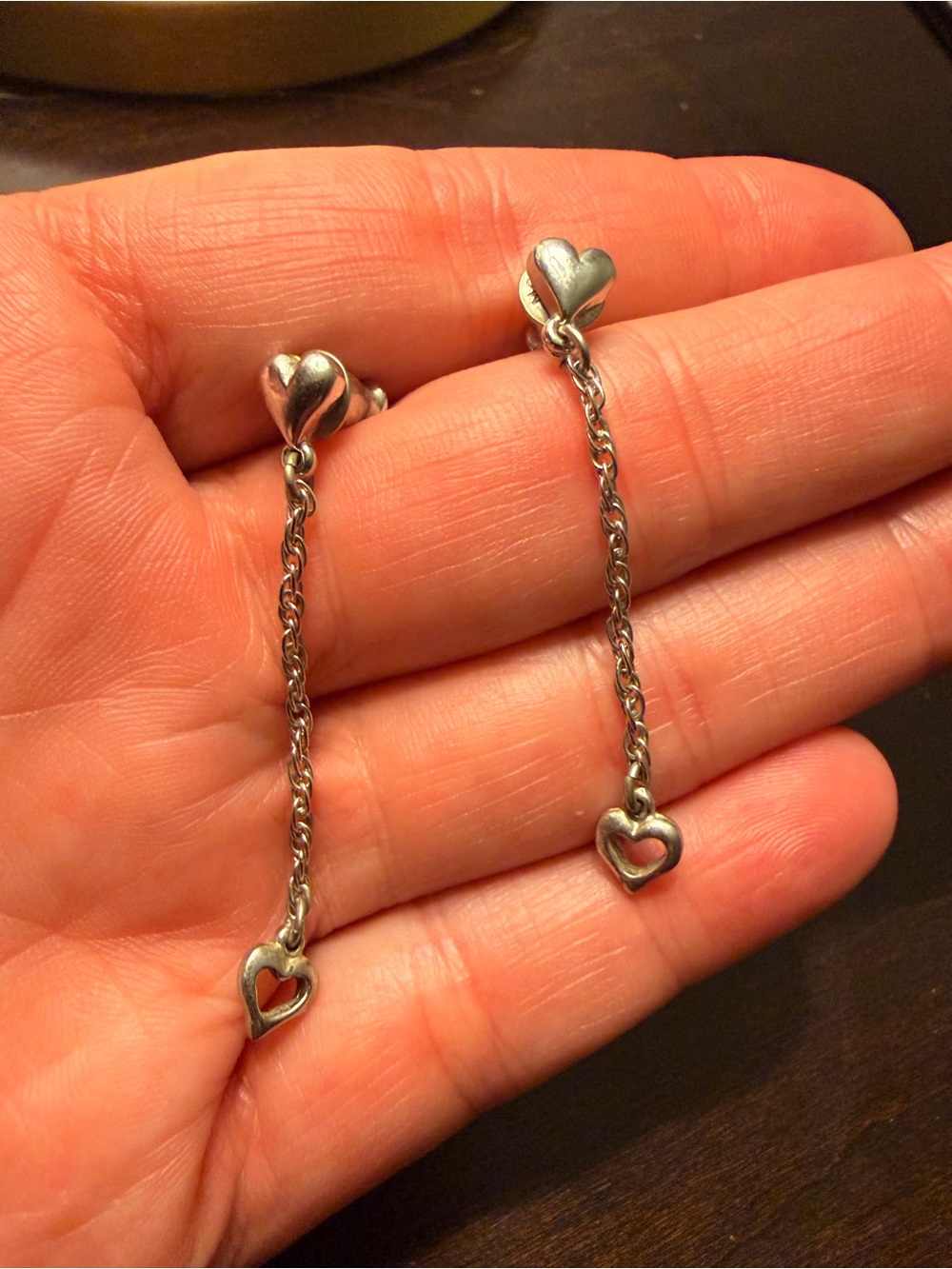 Vintage 1970s Monet Double Signed Silver Tone Heart Earrings
